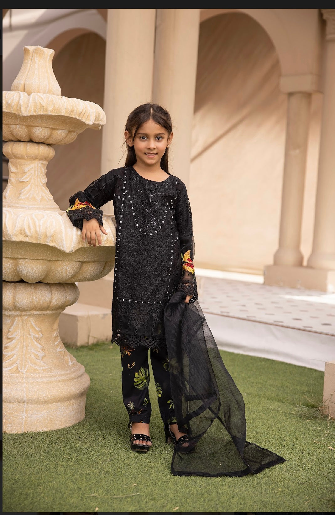 SIMRANS ‘Maria B Inspired’ | Embroidered Cotton Mother & Daughter Readymade | SM602 (Black)