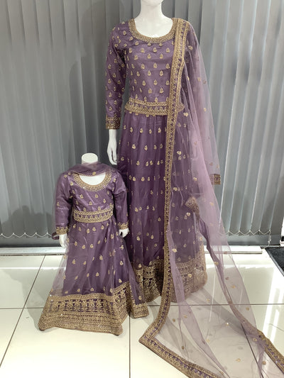 ASHA | Embroidered Net Dori Work Mother & Daughter Lehanga Choli Ready To Wear | AS58