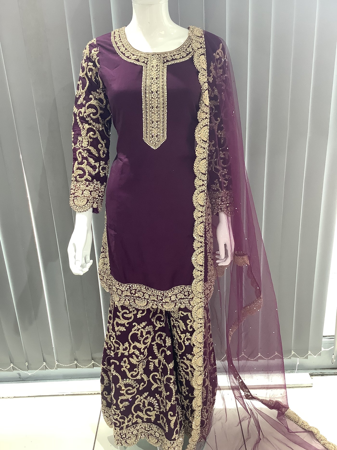 ASHA | Embroidered Dori Work  Ready To Wear Light Purple | AS71