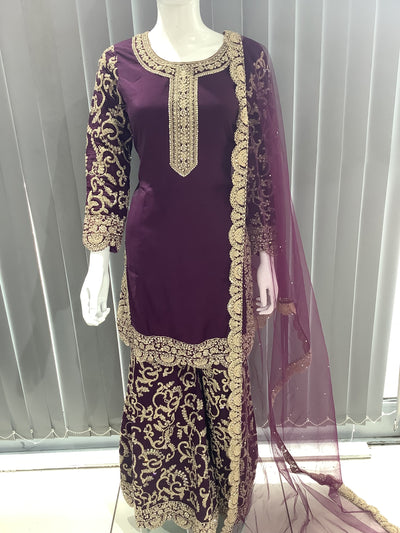 ASHA | Embroidered Dori Work  Ready To Wear Light Purple | AS71