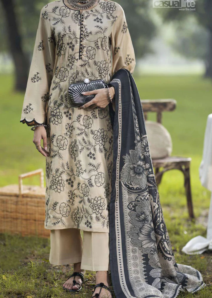 Casuallite ‘Khamoshi’ | Luxury Embroidered Linen Readymade | HT215