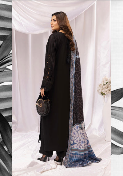 SIMRANS ‘Aafreen’ | Embroidered Dhanak Chikankari Readymade | SM714 (Black)