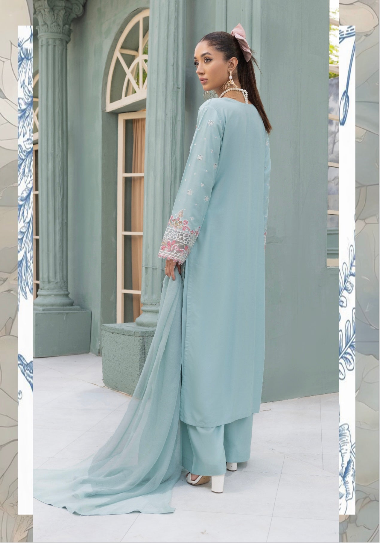 SIMRANS ‘Aisha MB’ | Embroidered Linenkari Readymade | SM699