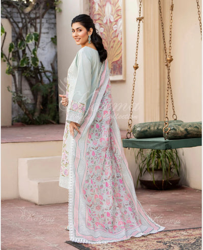 KARMA ‘Kayseria Vol 1’ | Embroidered Cotton Readymade | KC-1414 (Mint Green)