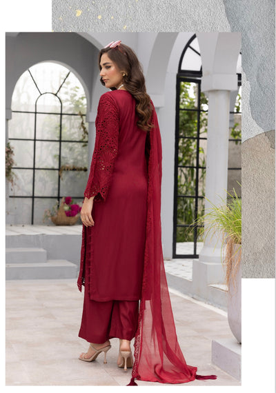 SIMRANS ‘Image Linenkari’ | Embroidered Linen Chikankari Readymade | SM724 (Maroon)