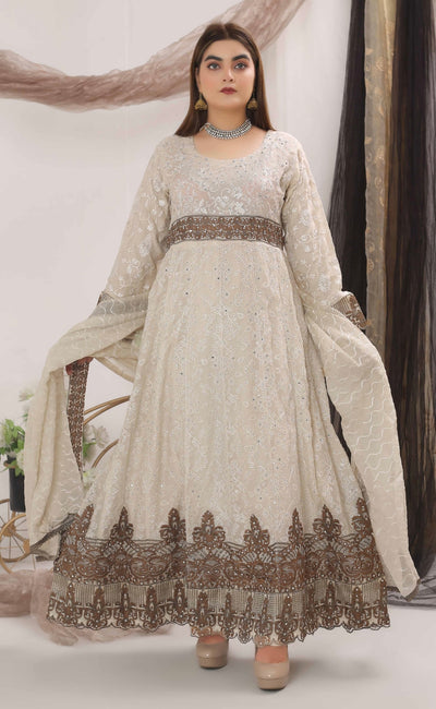 KHADIJAH’S | Chiffon Embroidered Frock Readymade | KJ117