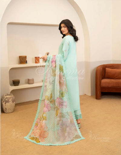 KARMA ‘Kayseria Vol 1’ | Embroidered Cotton Readymade | KC-1415 (Light Blue)