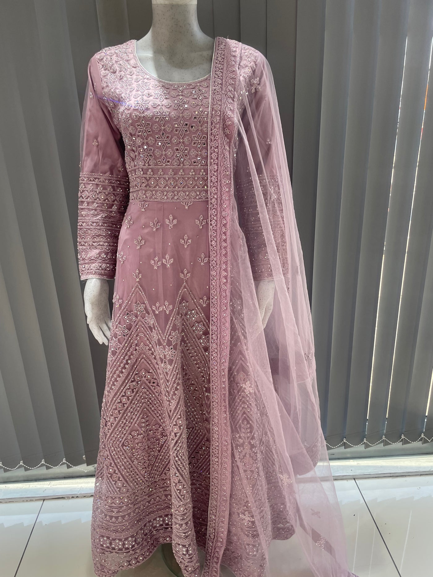 ASHA | Embroidered Net Mother & Daughter Ready To Wear Lailac | AS73