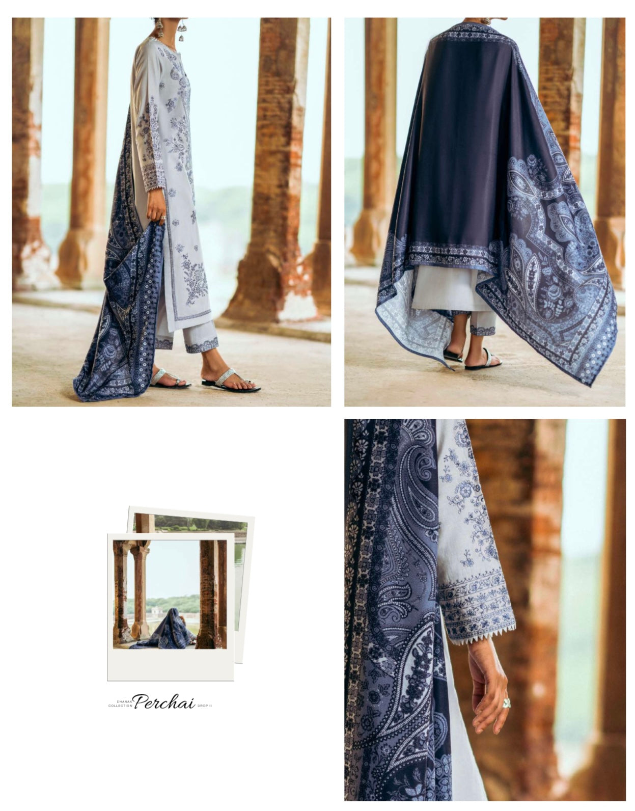 Casuallite ‘Perchai’ | Luxury Embroidered Dhanak Readymade | HT245