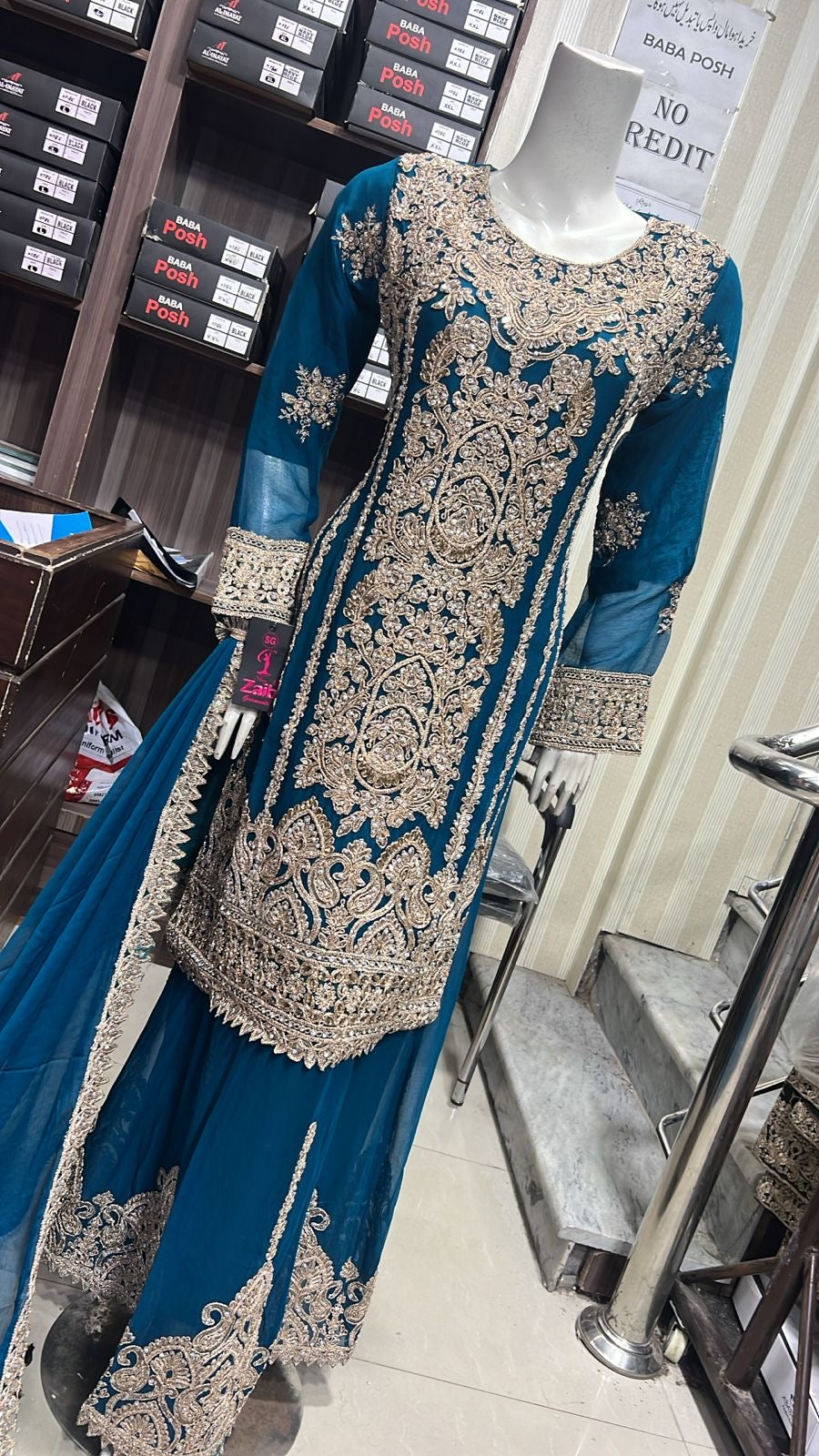 ShaZaib | Embroidered Chiffon Shararah Mother & Daughter Readymade | SZ197 (Teal)