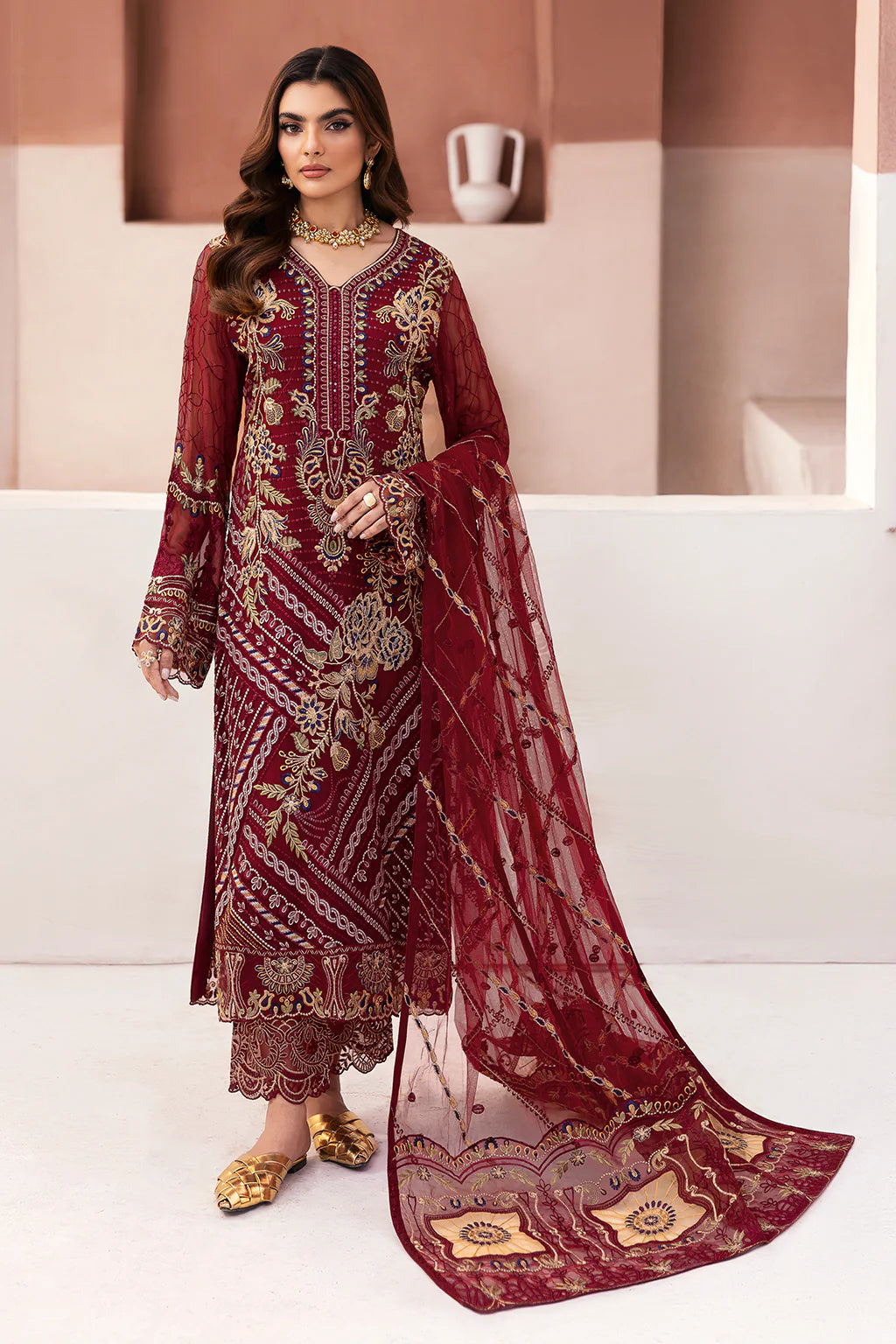 RAMSHA ‘Arzoo’ | Embroidered Chiffon Readymade | U106