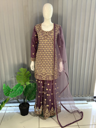 ASHA | Embroidered Net Mother & Daughter Ready To Wear Lailac | AS72