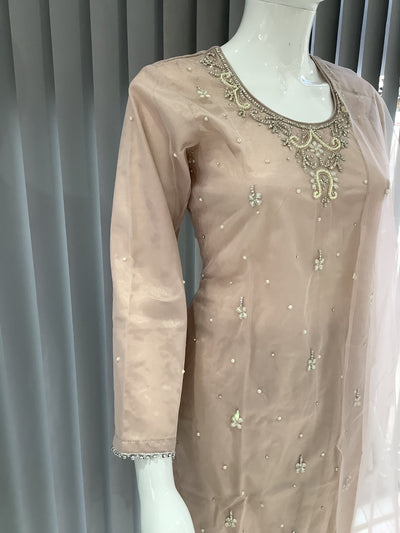 ASHA | Embroidered Hand Work Mother & Daughter Ready To Wear Dusty Pink | AS60