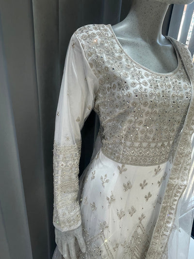 ASHA | Embroidered Net Mother & Daughter Ready To Wear cream | AS73