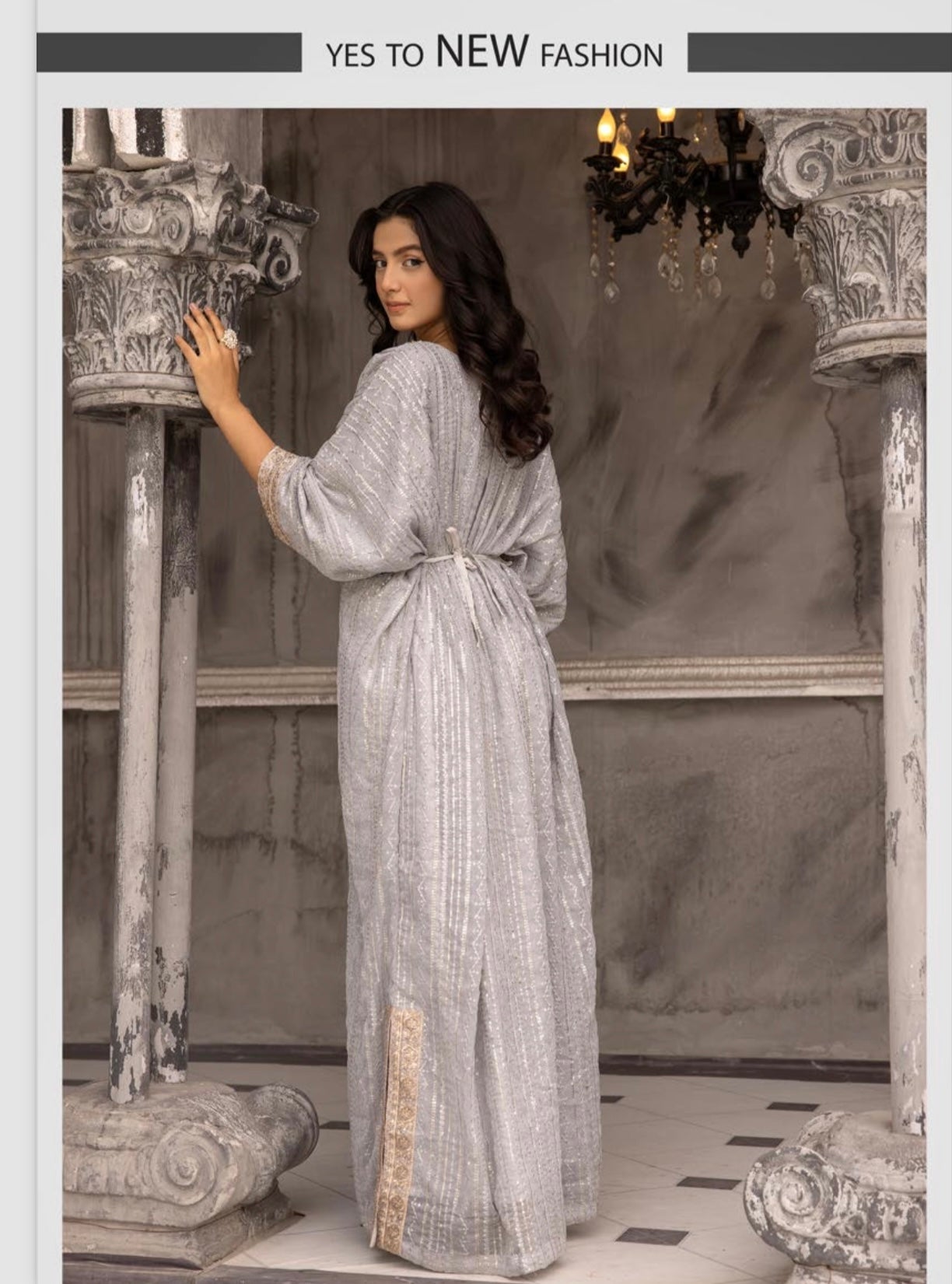 SIMRANS ‘Jeem’ | Embroidered Chiffon Modest Mother & Daughter Readymade | SM601 (Grey)