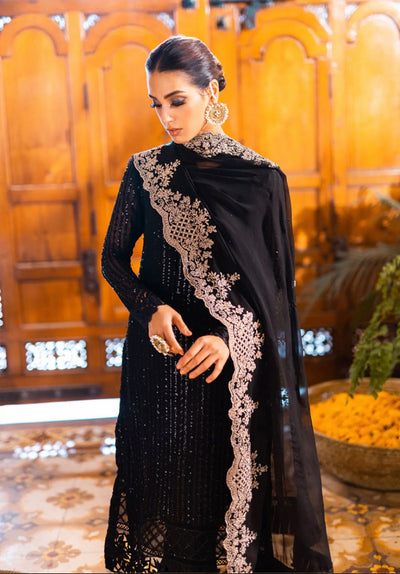 Azure Inspired | Embroidered Chiffon Readymade | SC102 (Black)