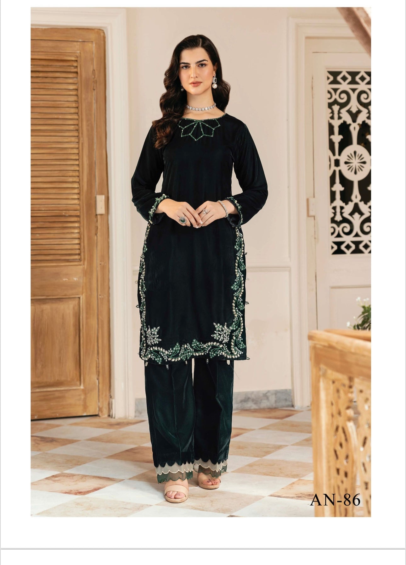 AIN | Embroidered Velvet Ready To Wear | AN-86