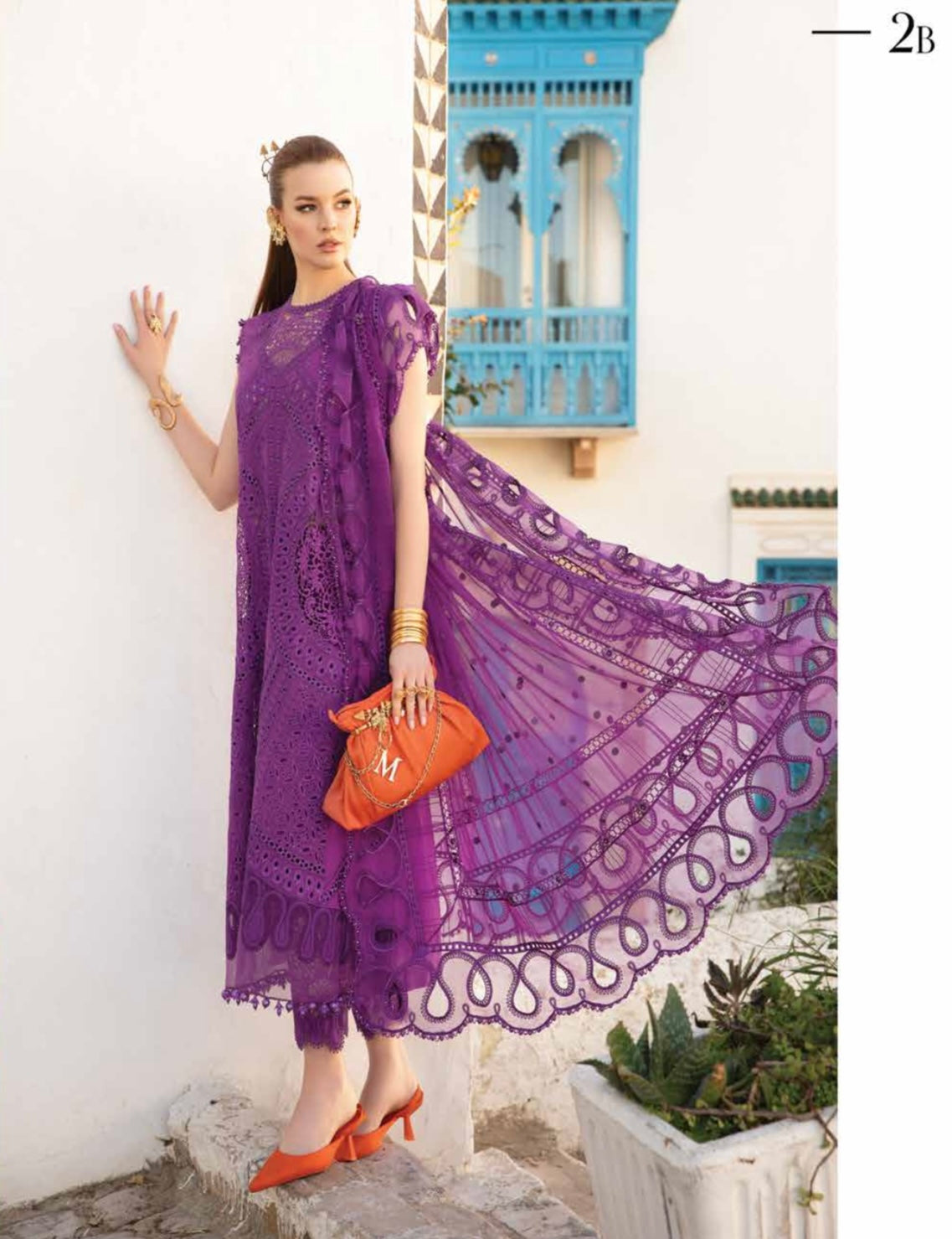 Maria B Inspired | Embroidered Cotton Readymade  | HT307 (Purple)