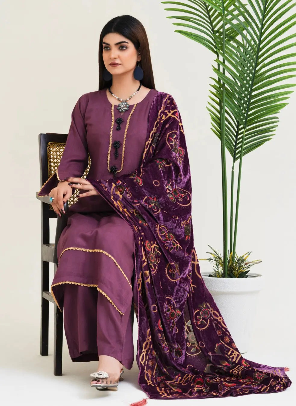 white christmas dresses 3 Piece Embroidered Palachi Suit – Maria.B. Designs (AE) main image 0
