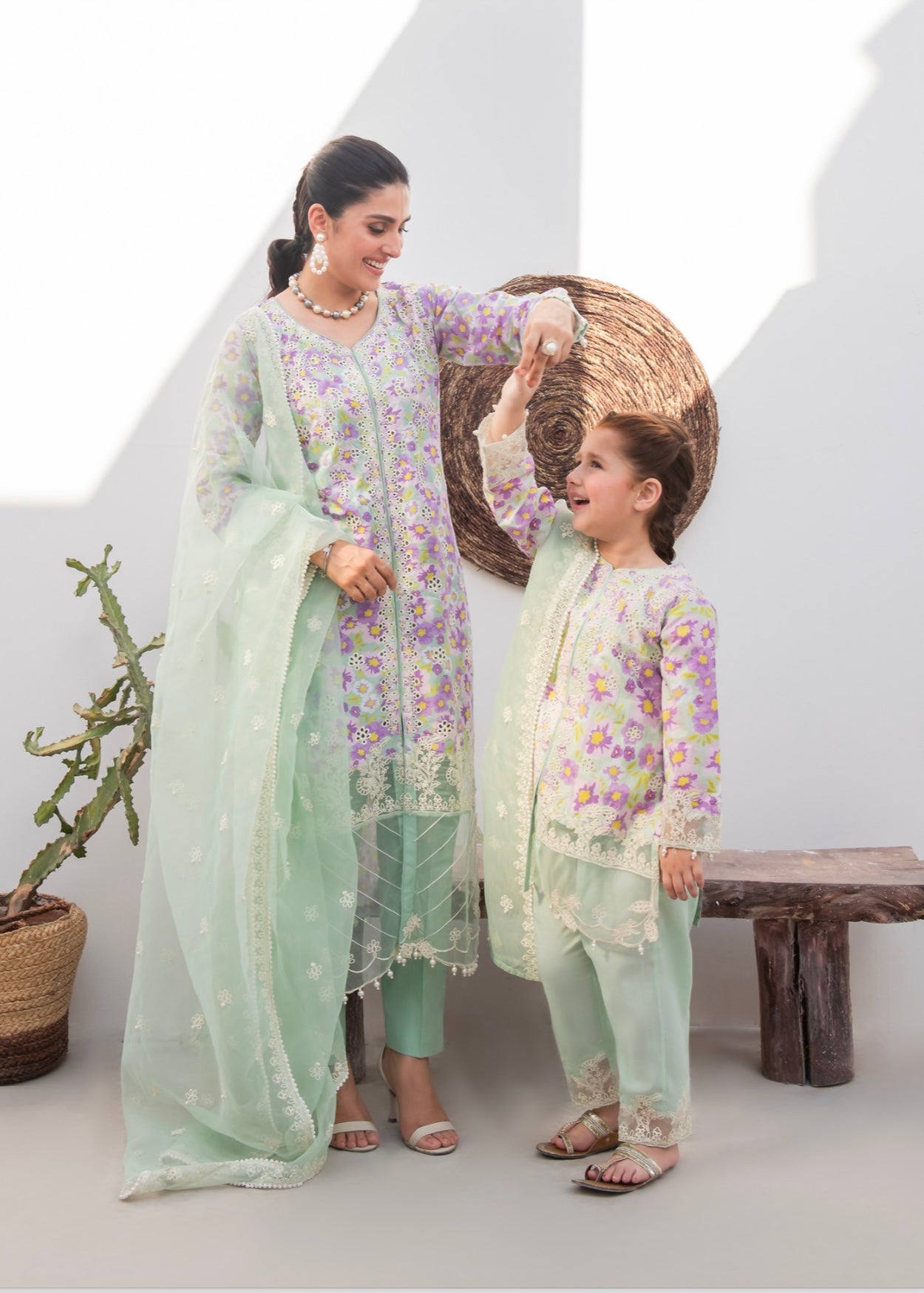 ALLY’s ‘Ayeza Khan’ | Embroidered Chikankari Mother & Daughter Readymade  | AL438