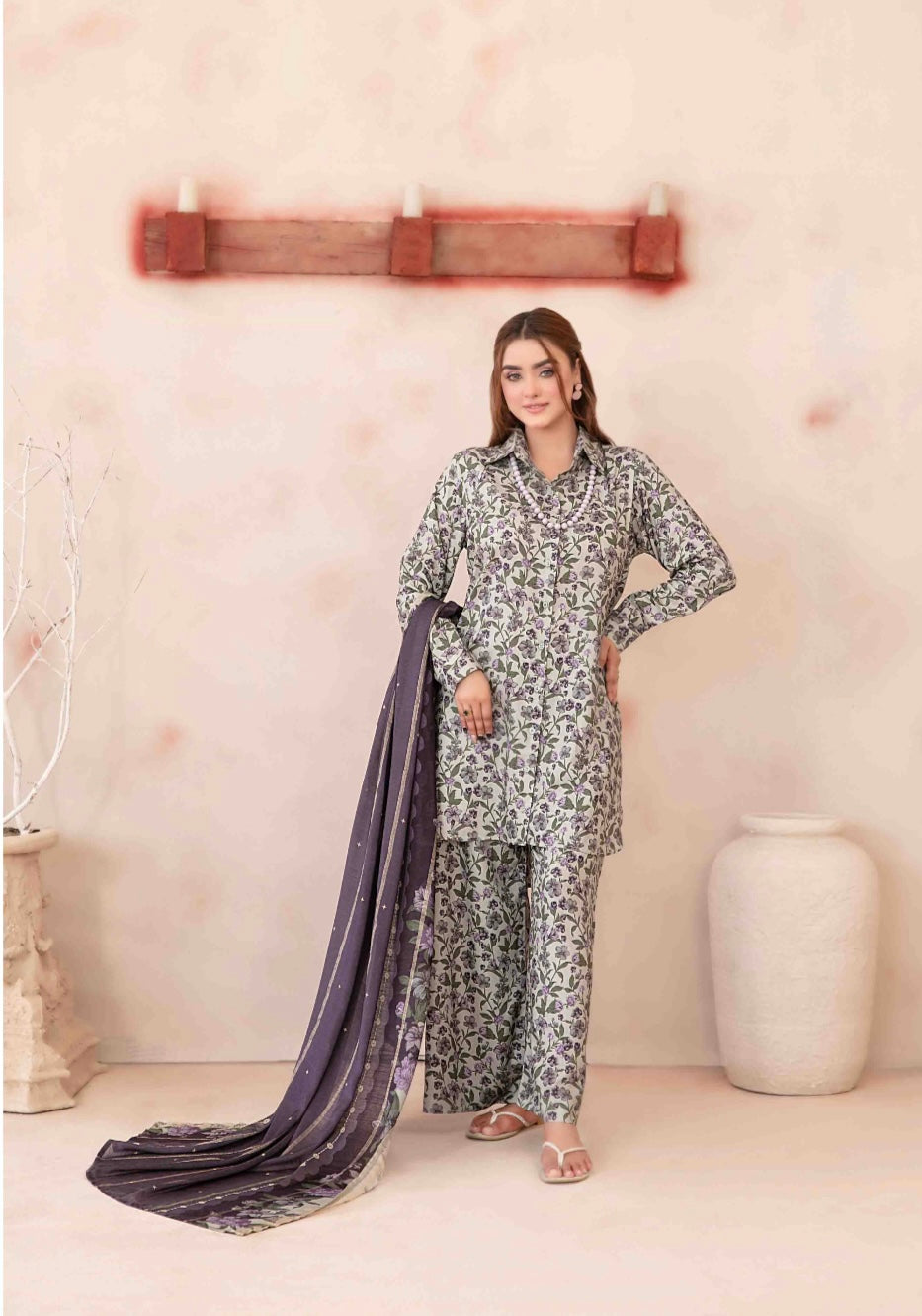 TAWAKKAL ‘Hayma’ | Embroidered Linen Readymade | D3792