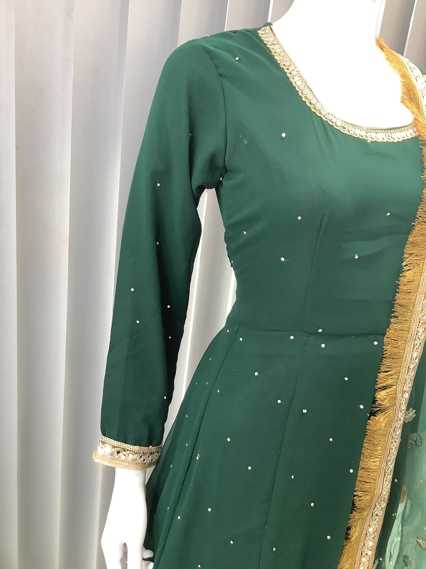 ASHA | Embroidered Chiffon Dress Mother & Daughter Readymade Green | AS63