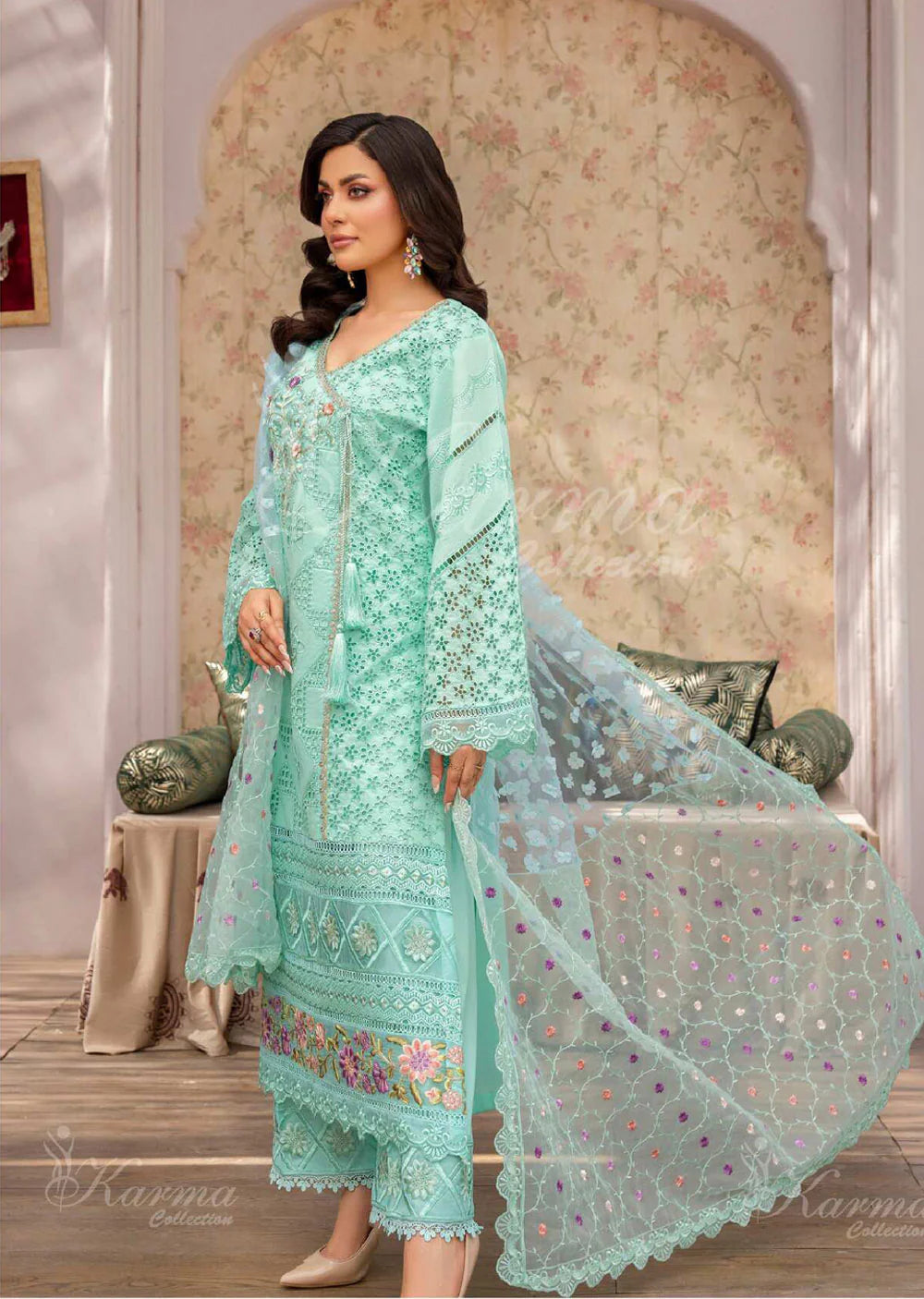 KARMA Collection | Embroidered Cotton Readymade | KMA-1368 (Light Blue)