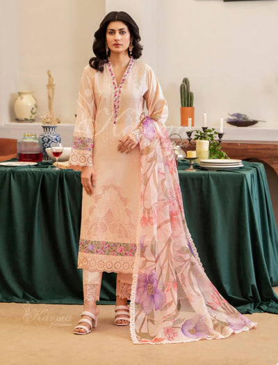 KARMA ‘Kayseria Vol 1’ | Embroidered Cotton Readymade | KC-1416 (Sandy Peach)