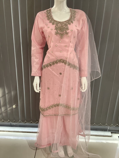 ASHA | Embroidered Hand Work Mother & Daughter Ready To Wear Light Pink | AS69