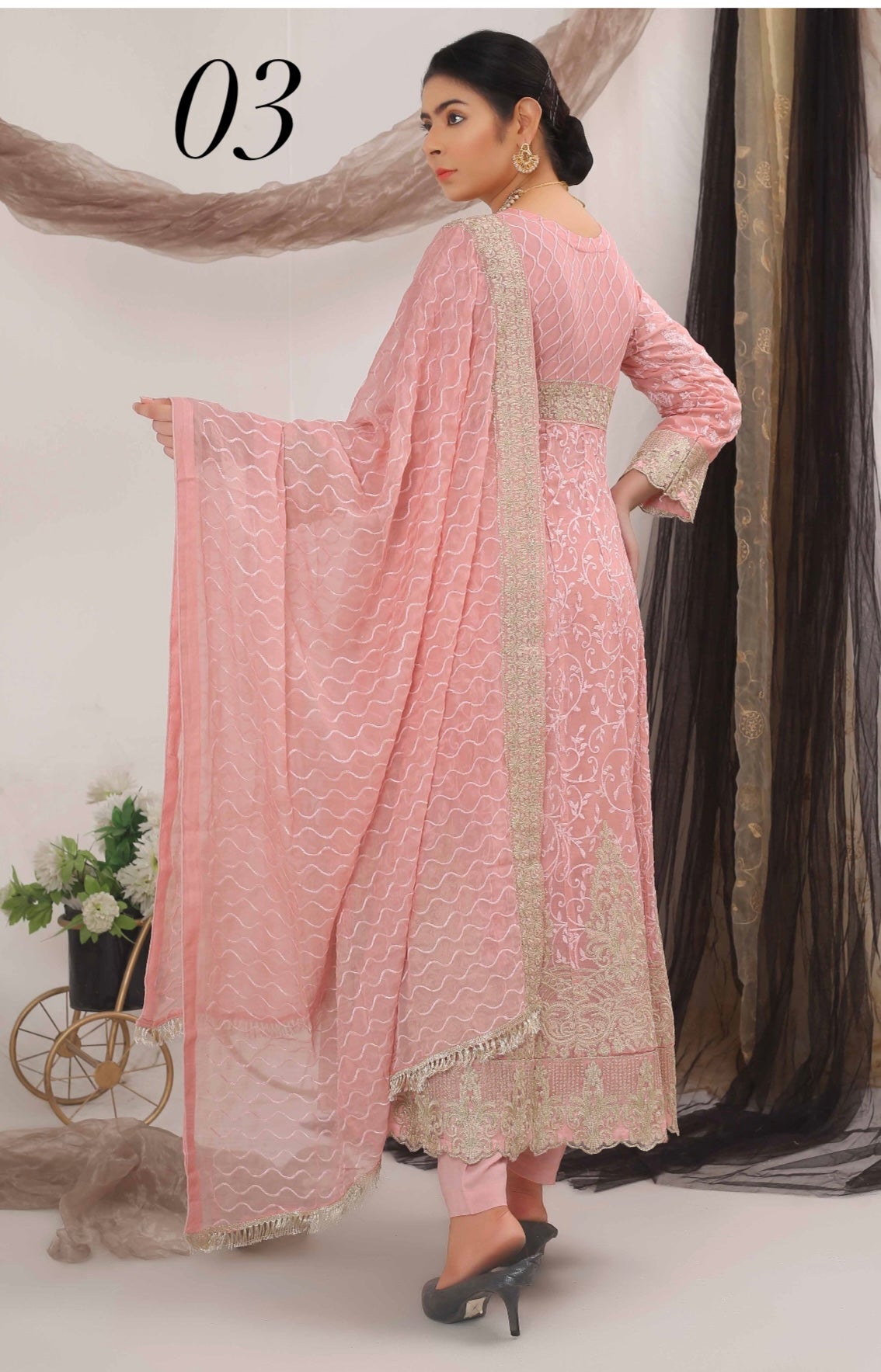 KHADIJAH’S | Chiffon Embroidered Frock Readymade | KJ116