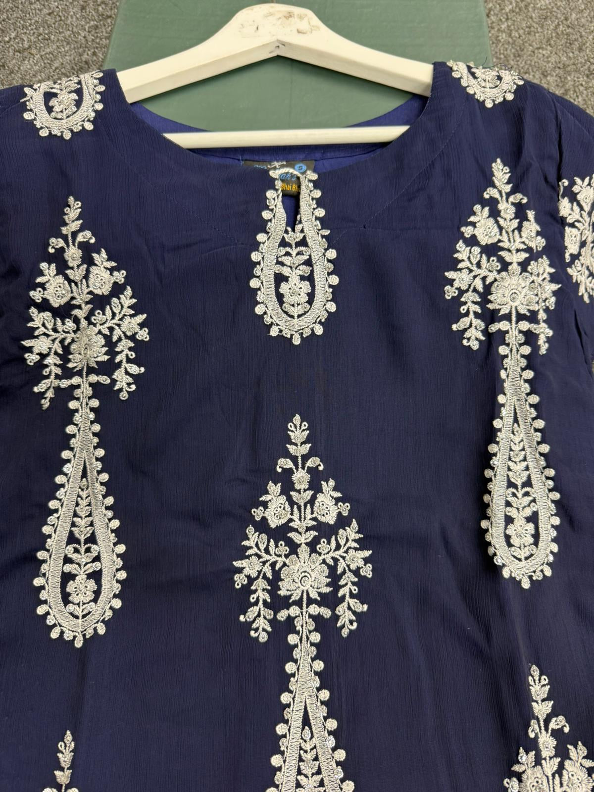 KHADIJAH’S | Embroidered Chiffon 3pc Readymade | KJ171 (Navy)