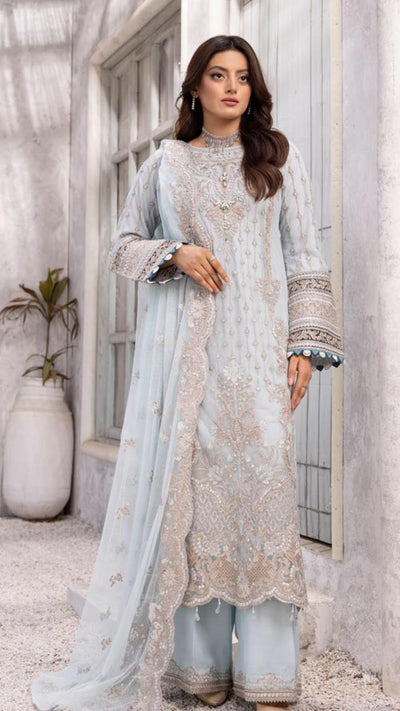 SIMRANS ‘Haseen e Bahar’ | Embroidered Chiffon Readymade | SM618 (Light Blue)