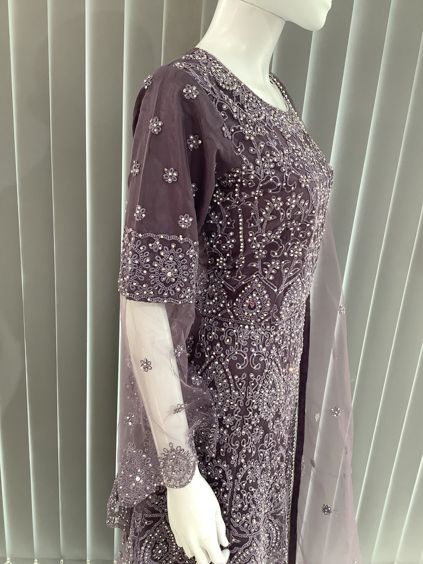 ASHA | Embroidered Hand Work Dress Mother & Daughter Ready To Wear Purple | AS70