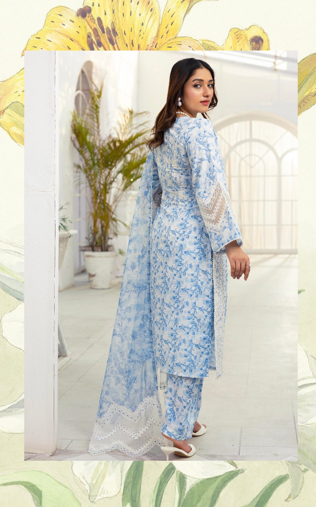 SIMRANS ‘Sawera’ | Embroidered Cotton Mother & Daughter Readymade | SM789 (Light Blue)