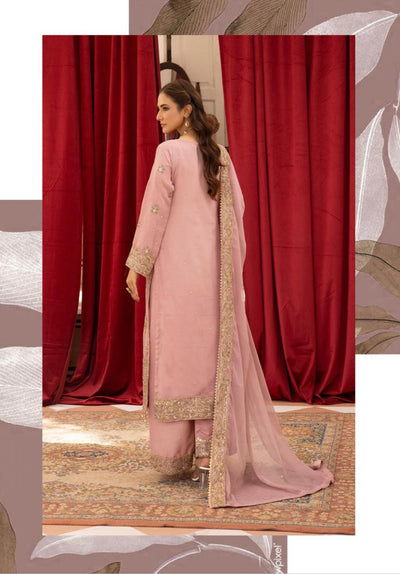 SIMRANS ‘Mahnoor Lux’ | Embroidered Chiffon Readymade | SM611 (Dusty Pink)