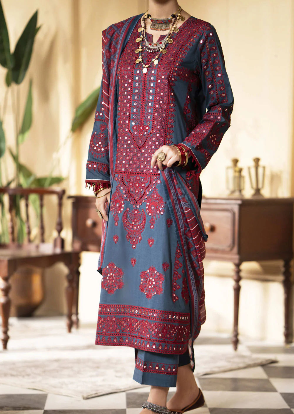 Casual lite ‘Mashriqi’ | Luxury Embroidered Cotton Readymade | HT205