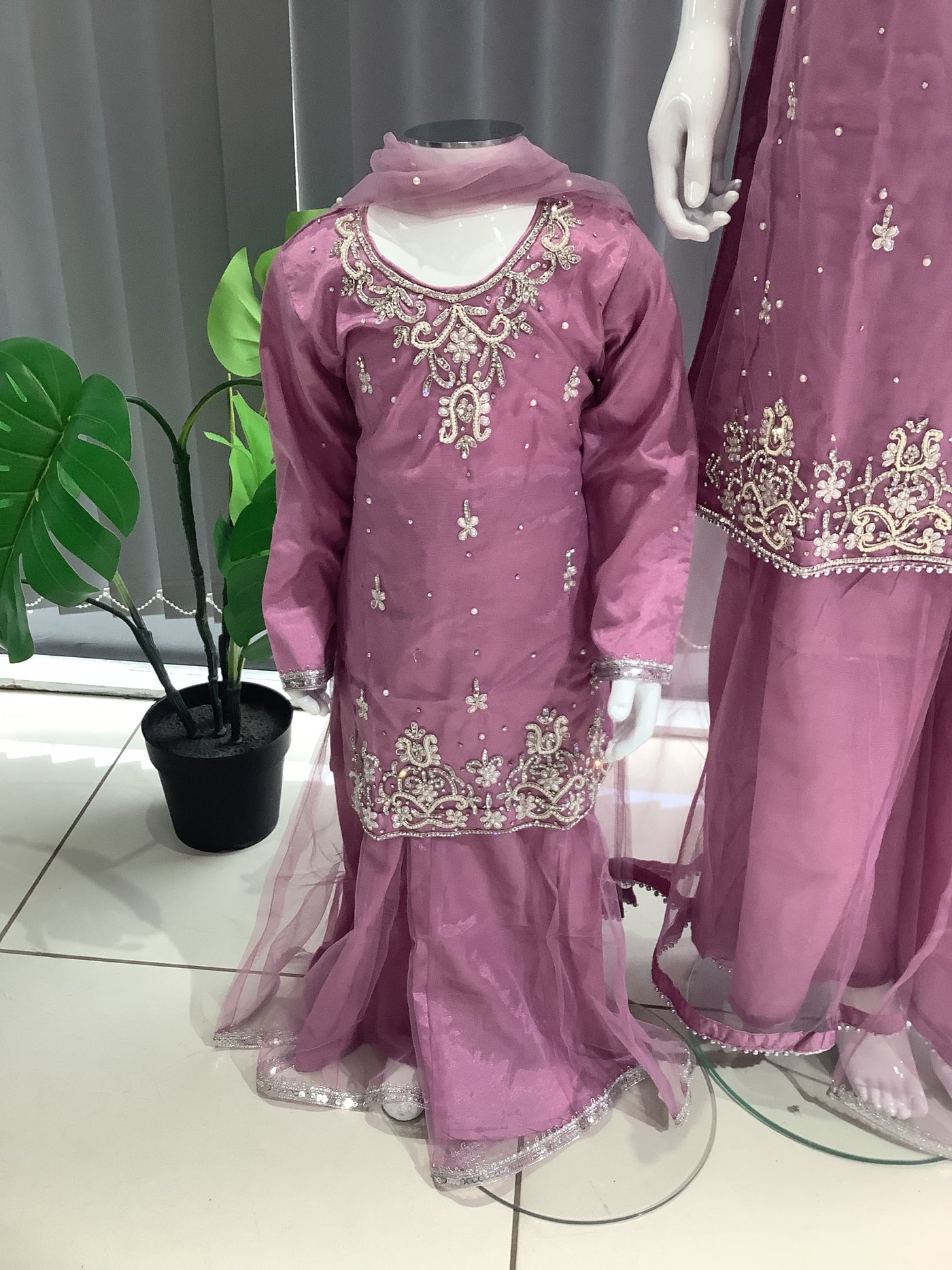 ASHA | Embroidered Hand Work Mother & Daughter Ready To Wear Pink | AS60