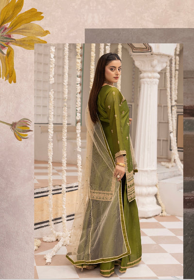 SIMRANS ‘Mehndi Mayoo’ | Embroidered Silk Readymade | SM661 (Mehndi Green)