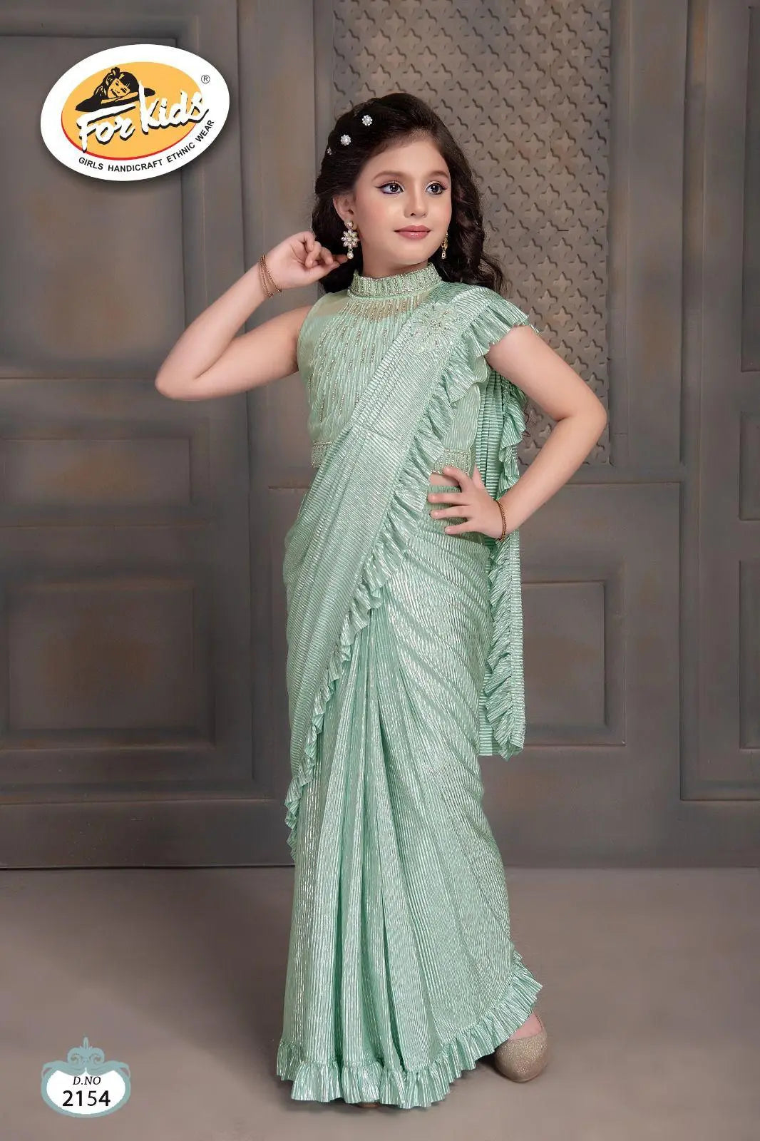 FK Kids Pret | Embroidered Saree Ready To Wear | FK081 - HIRA TEXTILES