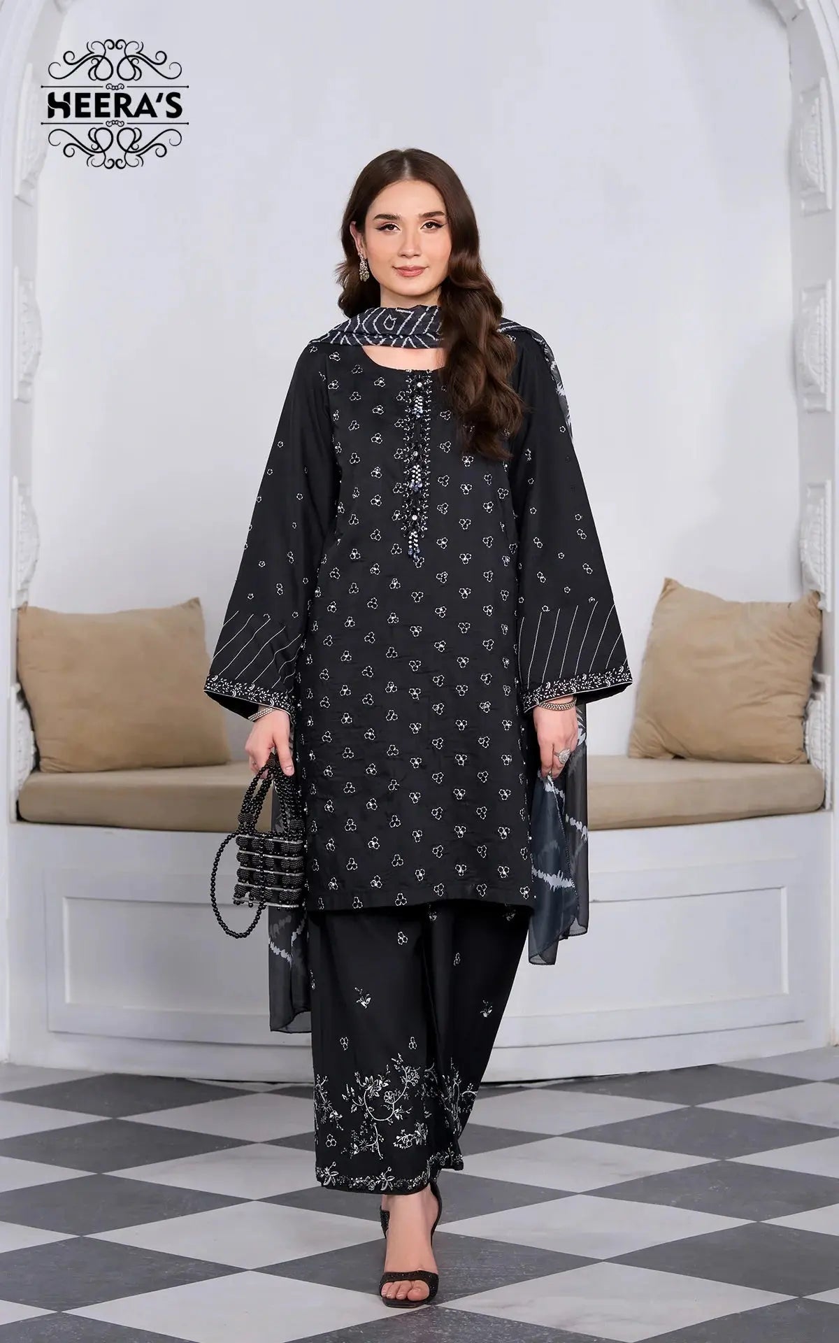 HEERAS | Luxury Embroidered Viscose Readymade Traditional Womenswear | HSS030 Heeras