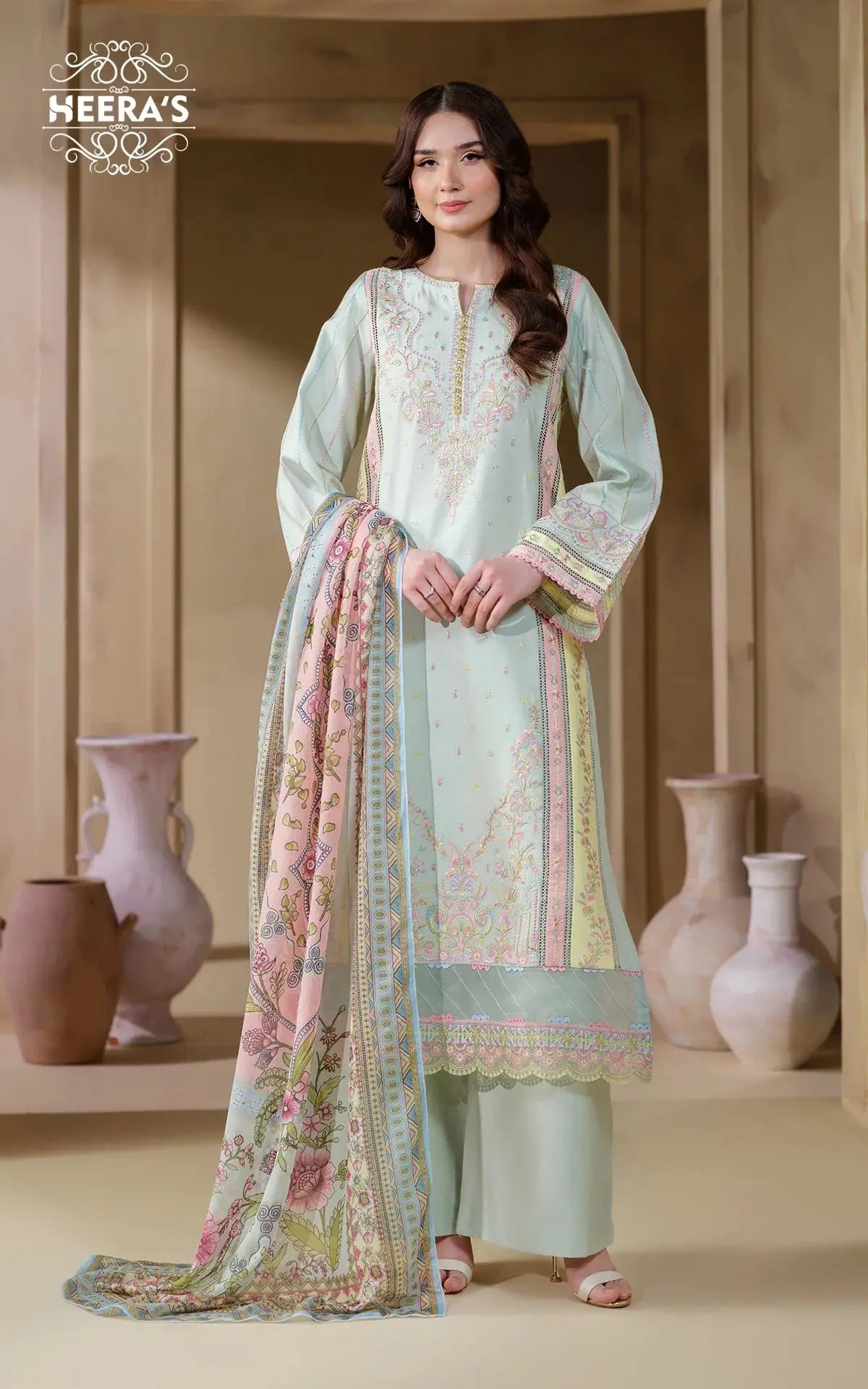 HEERAS | Luxury Embroidered Viscose Readymade Traditional Womenswear | HSS032 Heeras