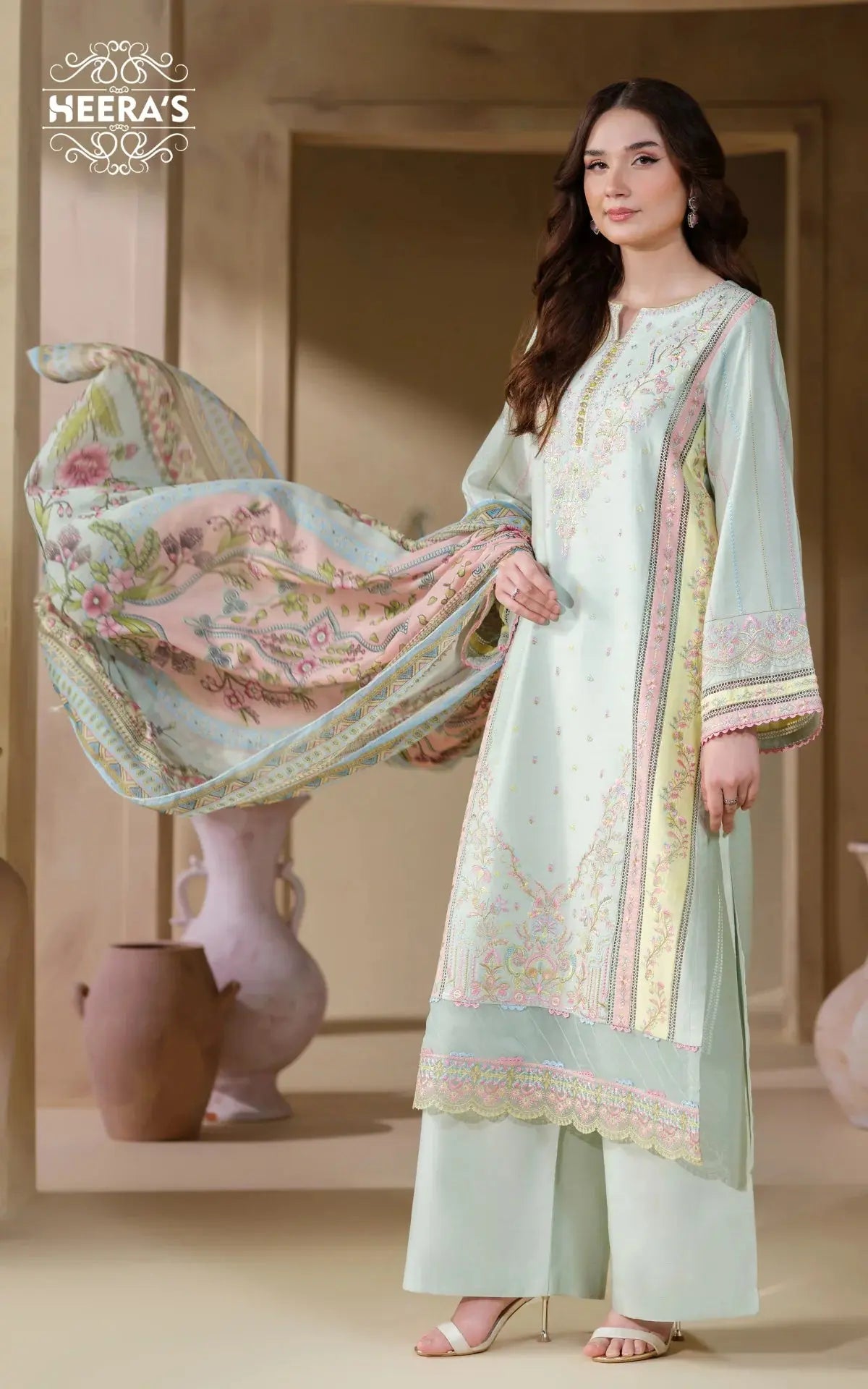 HEERAS | Luxury Embroidered Viscose Readymade Traditional Womenswear | HSS032 Heeras