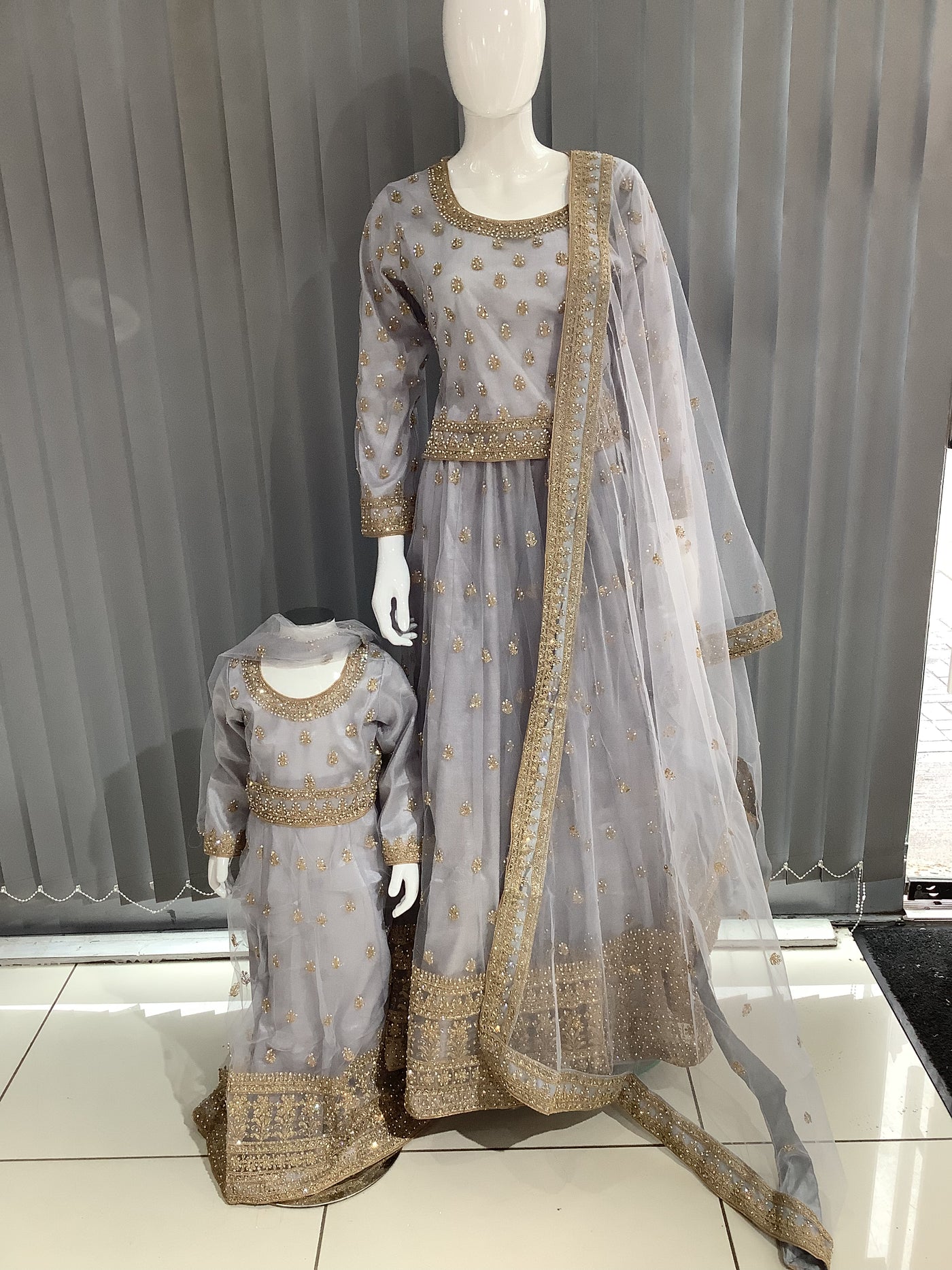 ASHA | Embroidered Net Dori Work Mother & Daughter Lehanga Choli Ready To Wear | AS58