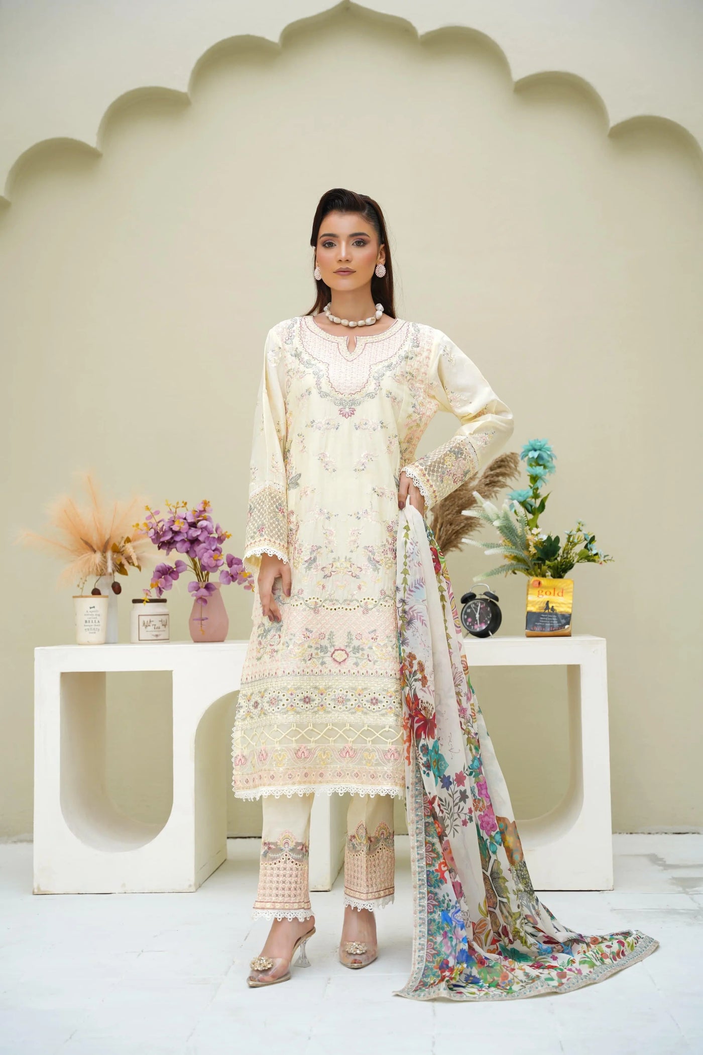 Inspired | Embroidered Cotton Readymade Womenswear Formal Traditional | SC193 S Creations