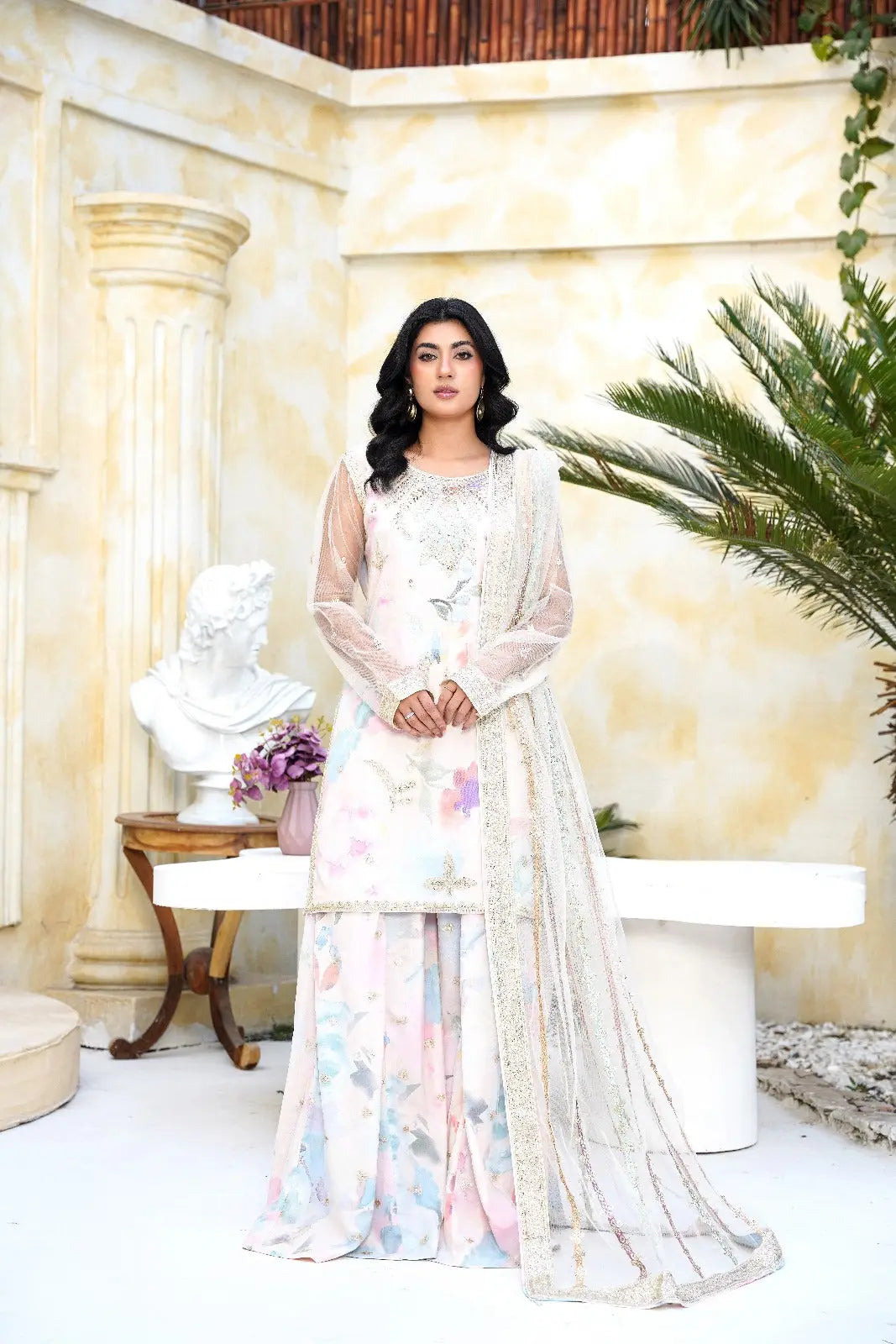 Inspired | Embroidered Net Plazzo Readymade Womenswear Formal Traditional | SC194 S Creations