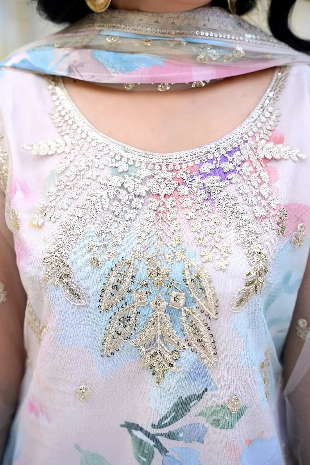 Inspired | Embroidered Net Plazzo Readymade Womenswear Formal Traditional | SC194 S Creations