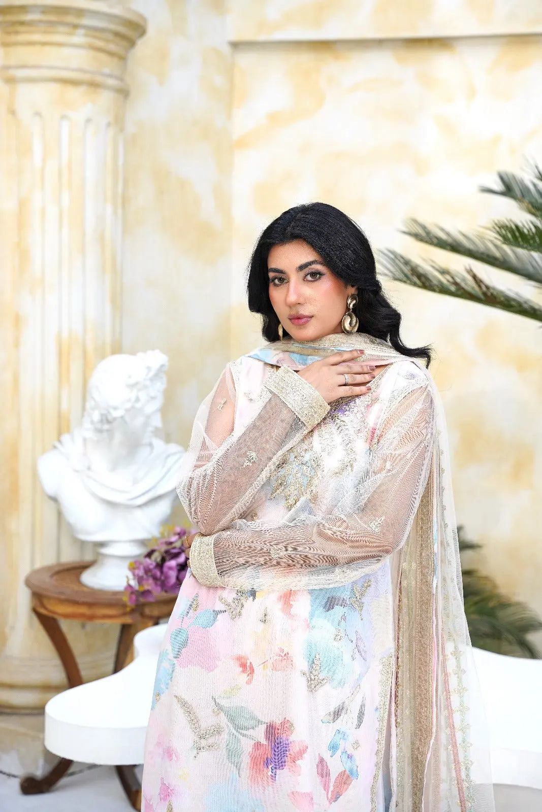 Inspired | Embroidered Net Plazzo Readymade Womenswear Formal Traditional | SC194 S Creations