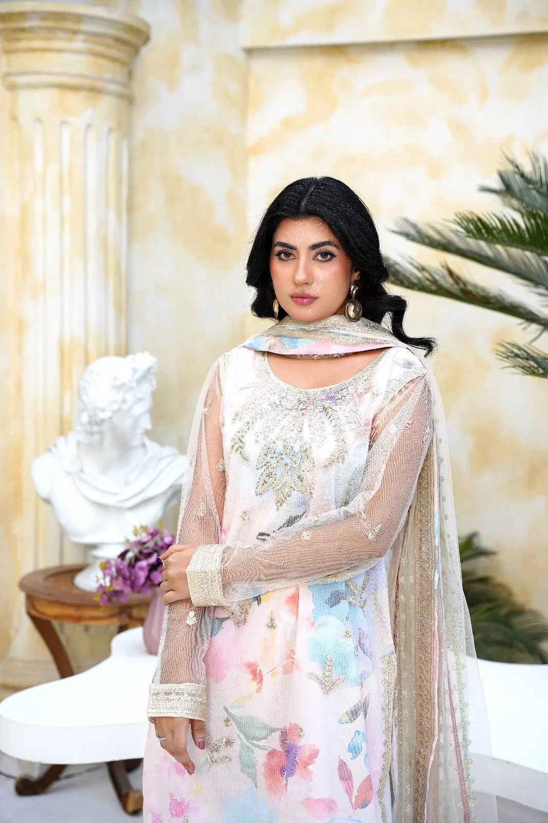 Inspired | Embroidered Net Plazzo Readymade Womenswear Formal Traditional | SC194 S Creations