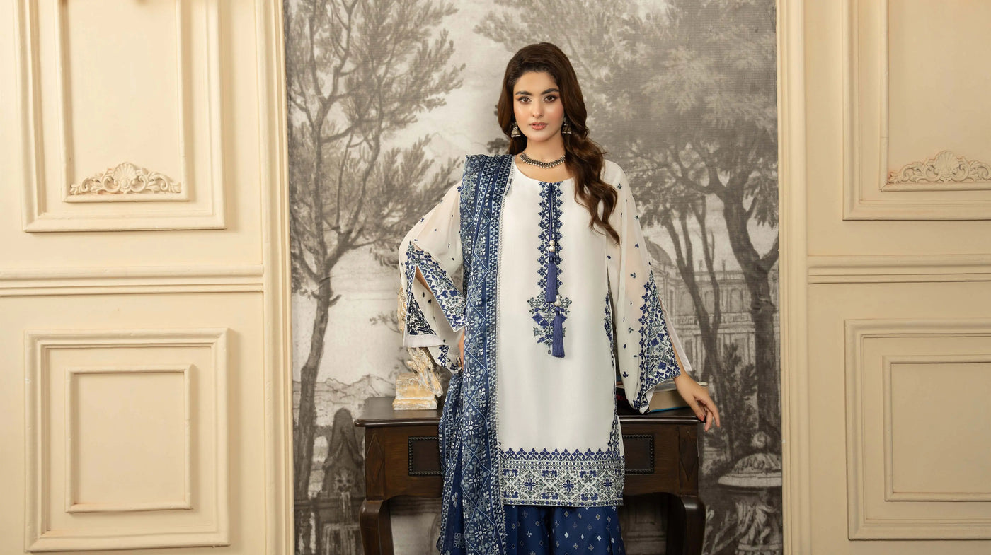 KARMA ‘Roohi’ | Embroidered Chiffon Pakistani Readymade Traditional Wonensweae | F-463