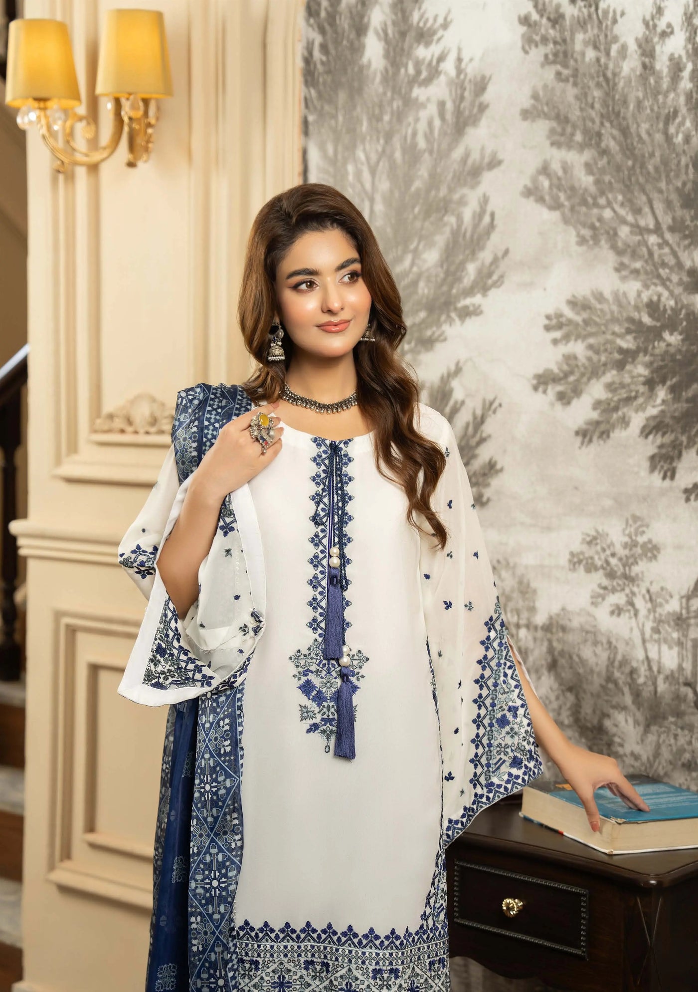 KARMA ‘Roohi’ | Embroidered Chiffon Pakistani Readymade Traditional Wonensweae | F-463
